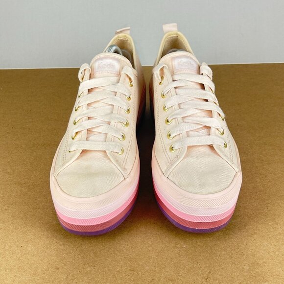 Keds Triple Up Platform Canvas Sneakers Womens 7.5 Pink Low Top Ombre - Picture 3 of 9